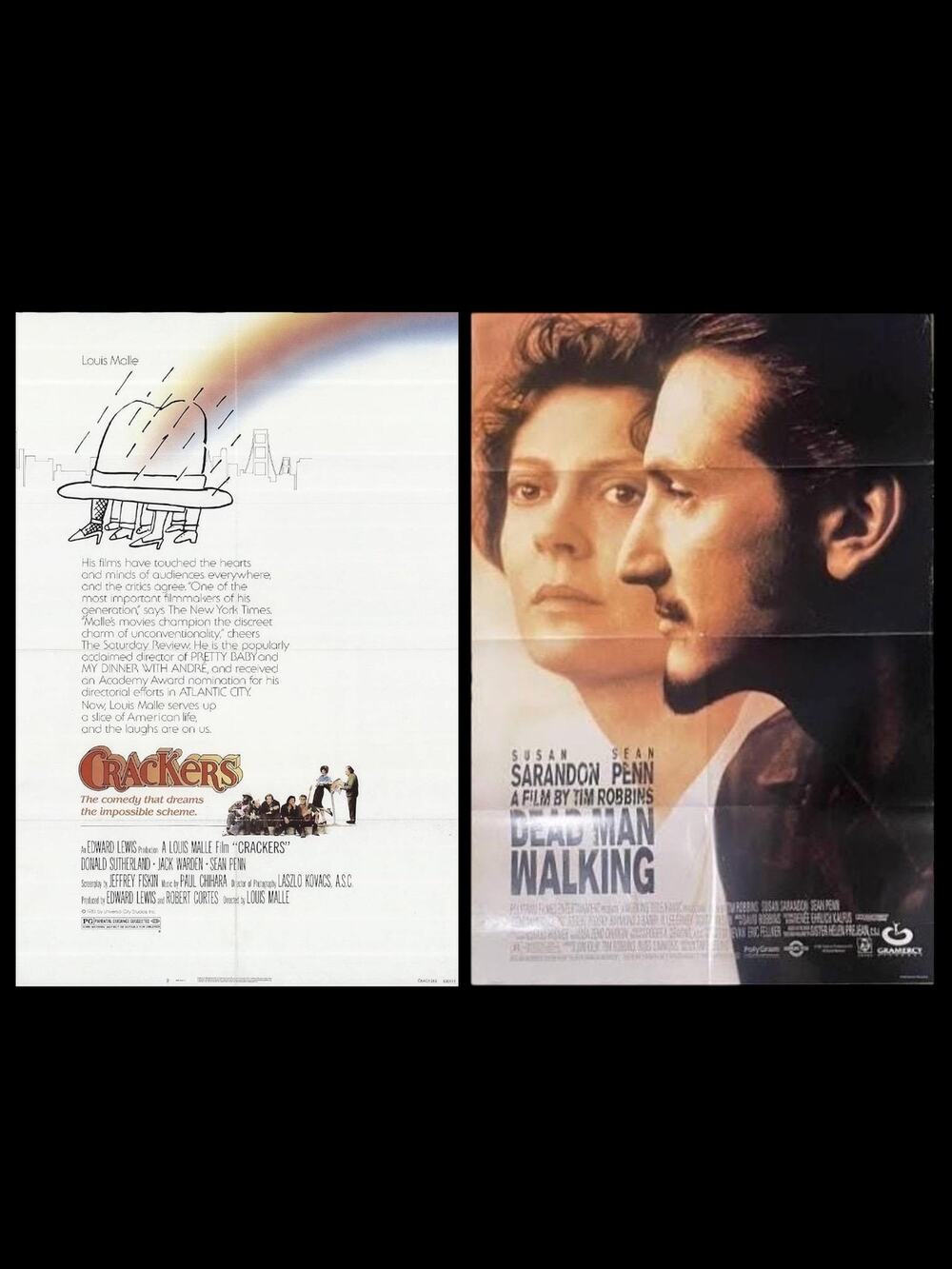 Sean Penn Original Movie Posters Dead Man Walking & Crackers Poster Lot